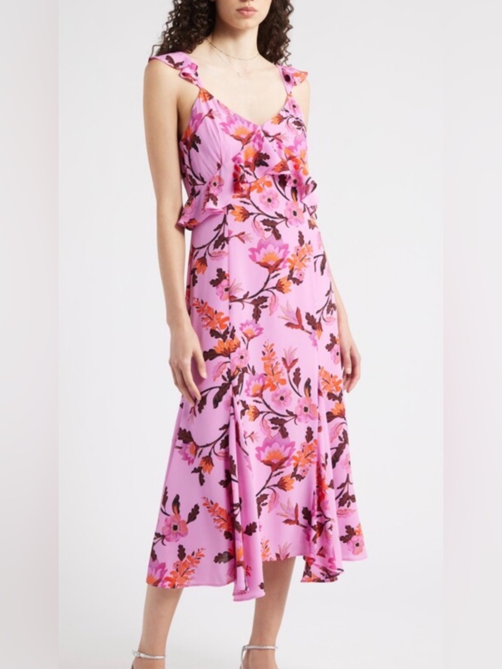 Chelsea28 Mauve‎ Pink Slip Dress With Ruffles